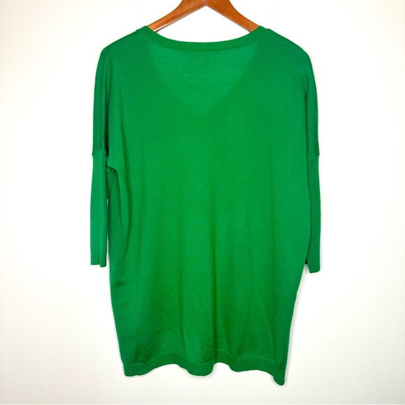 Anthropologie Moth Merino Wool Vibrant Green Sweater Size XS Oversized - Picture 6 of 7